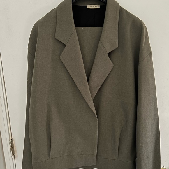 FEAR OF GOD Green Wool Notch Lapel Blazer